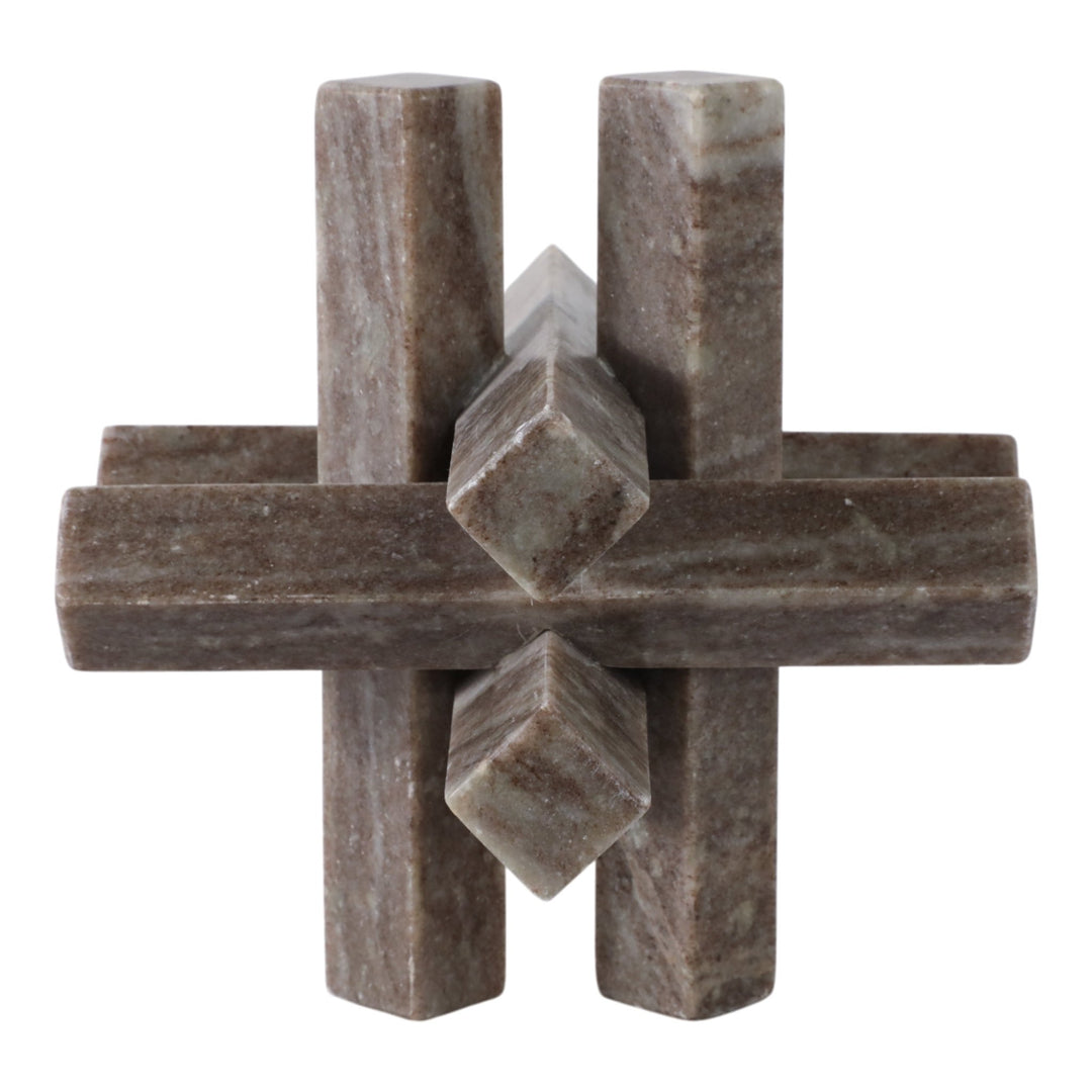 Marble Geometric Orb front view - sculpture by Sagebrook Home - Whats New Furniture Portland OR
