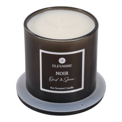 Noir Oud &amp; Spice Cloche Candle, 6 oz top view - scented candle by Elevarre by Sagebrook Home - Whats New Furniture Portland OR