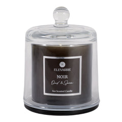 Noir Oud &amp; Spice Cloche Candle, 6 oz front view - scented candle by Elevarre by Sagebrook Home - Whats New Furniture Portland OR
