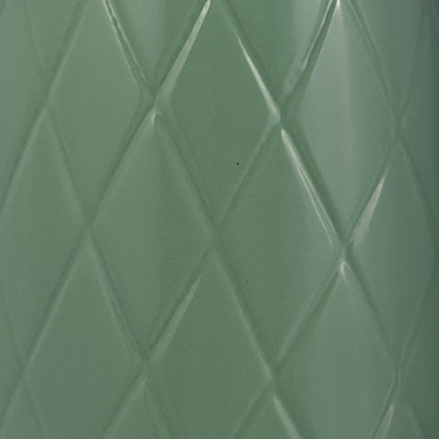 Plaid Textured Vase, dark sage ceramic bottle with embossed diamond lattice detail view 4 - Whats New Furniture Portland OR