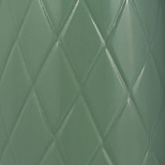 Plaid Textured Vase, dark sage ceramic bottle with embossed diamond lattice detail view 4 - Whats New Furniture Portland OR