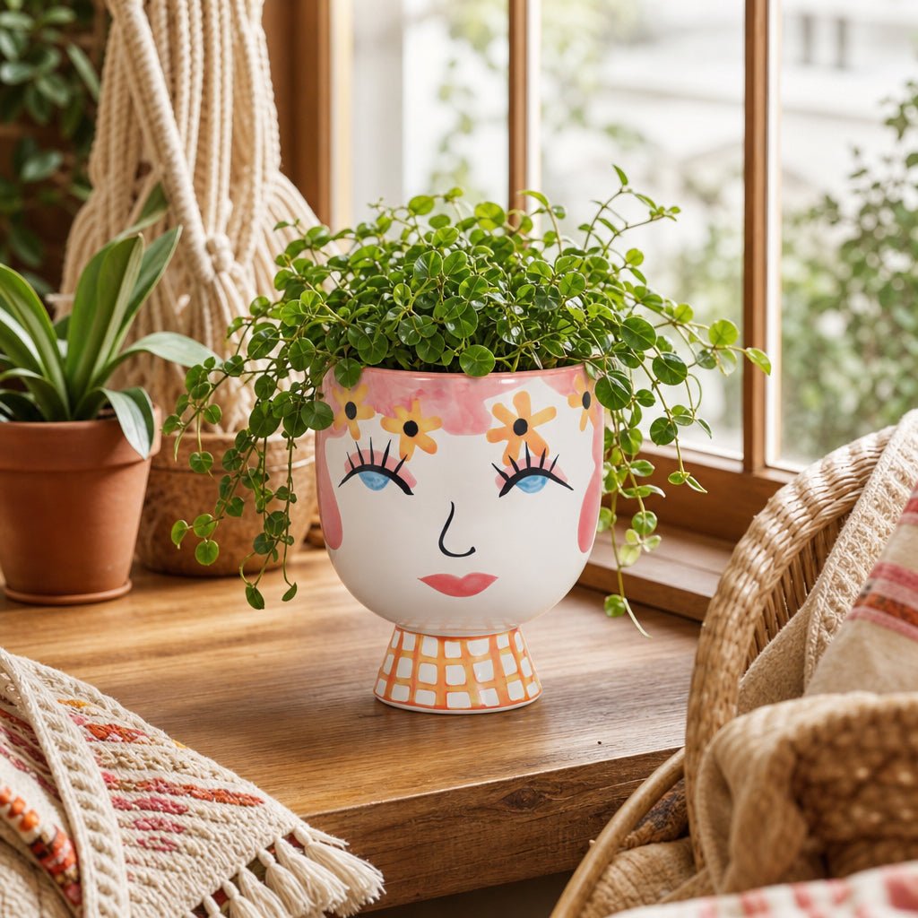 Pretty Eyelash Flower Vase by Sagebrook Home - styled view - Whats New Furniture Portland OR