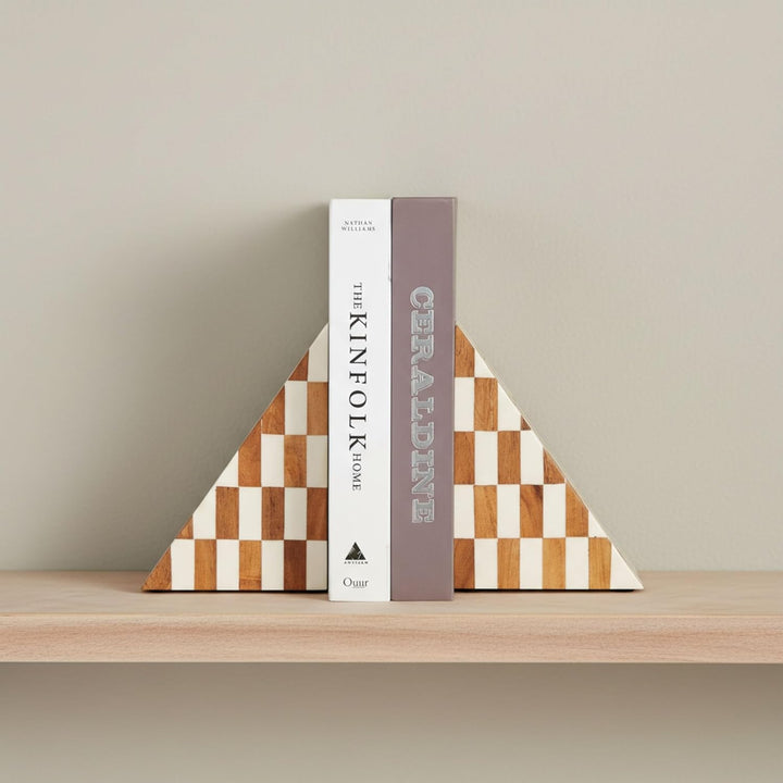 Right Angle Resin Bookends front view - bookends by Sagebrook Home - Whats New Furniture Portland OR