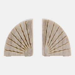 Semi Circle Onyx Marble Bookends with carved sunburst fan, pair - Whats New Furniture Portland OR