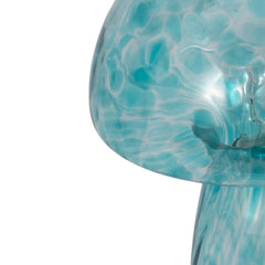 Spotted Glass Mushroom Table Lamp 11", Seafoam glass detail close up - table lamp by Sagebrook Home - Whats New Furniture Portland OR
