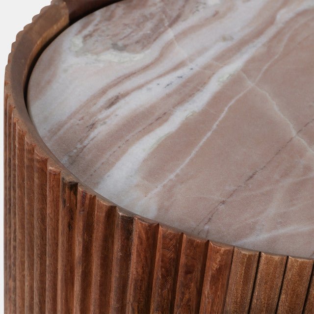 Storage Accent Table Marble Top detail view 6 - Whats New Furniture Portland OR