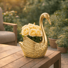 Swan Planter styled view - planter by Sagebrook Home - Whats New Furniture Portland OR