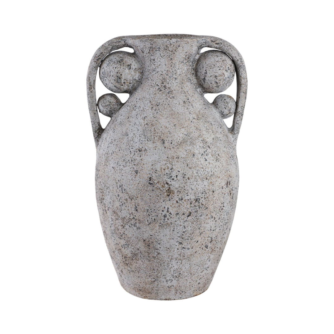 Terracotta Vase with Orbs Under Handles front view - floor vase by Sagebrook Home - Whats New Furniture Portland OR