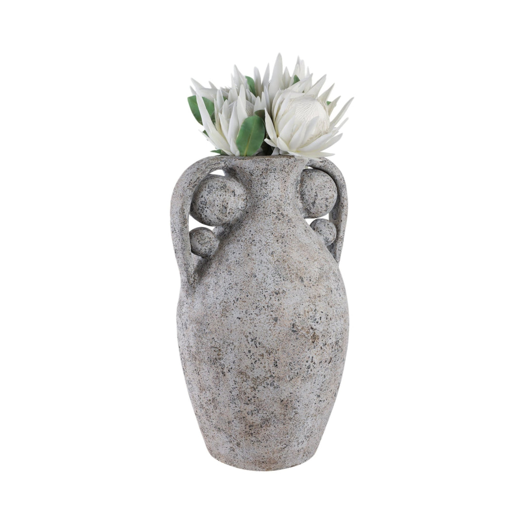 Terracotta Vase with Orbs Under Handles planted view - floor vase by Sagebrook Home - Whats New Furniture Portland OR