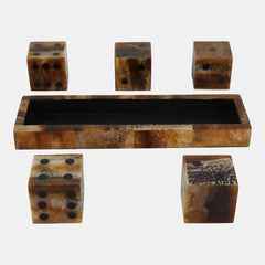 Tortoise Resin Dice Set detail view 3 - Whats New Furniture Portland OR