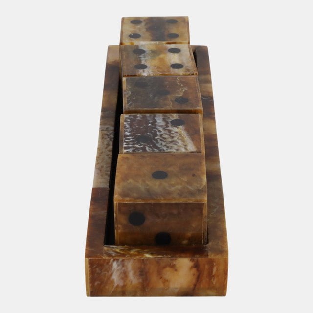 Tortoise Resin Dice Set detail view 2 - Whats New Furniture Portland OR