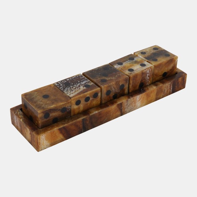 Tortoise Resin Dice Set detail view - Whats New Furniture Portland OR