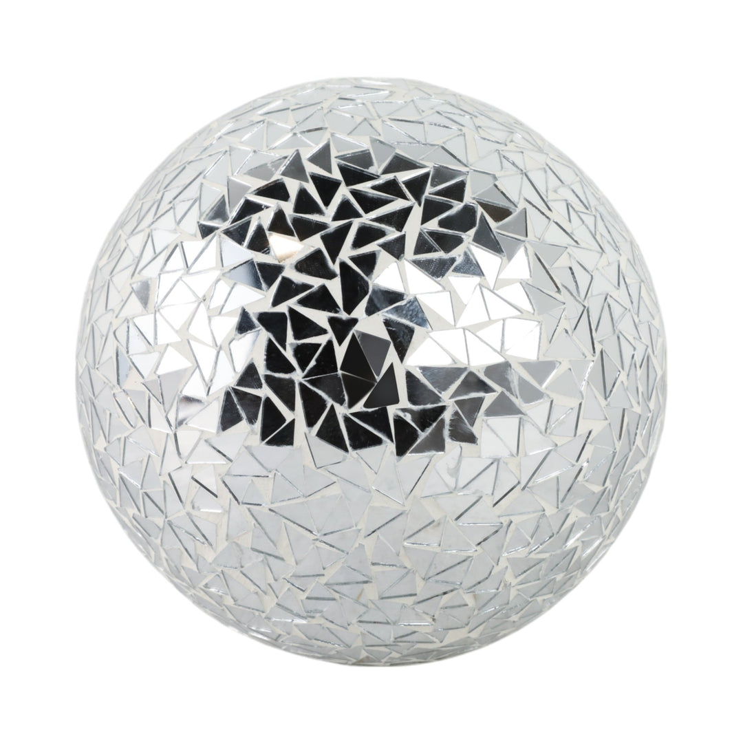 Silver triangular mirror mosaic decorative orb 7 inch - Sagebrook Home - Whats New Furniture Portland OR