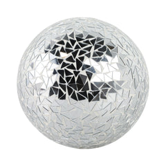 Silver triangular mirror mosaic decorative orb 7 inch - Sagebrook Home - Whats New Furniture Portland OR