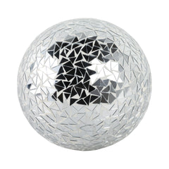 Silver triangular mirror mosaic decorative orb 7 inch - Sagebrook Home - Whats New Furniture Portland OR
