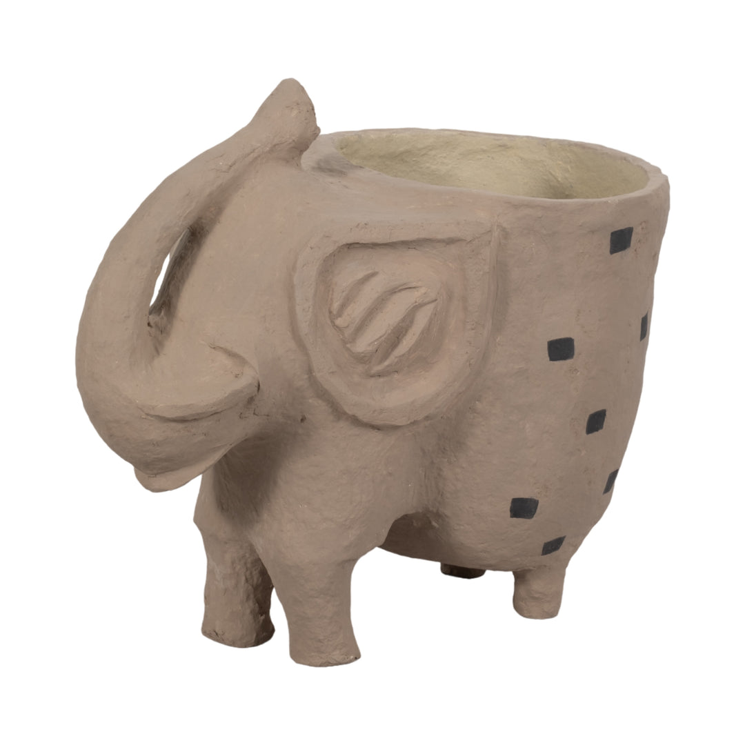 Ivory paper mache elephant planter 25 inch statement decor - Sagebrook Home - Whats New Furniture Portland OR