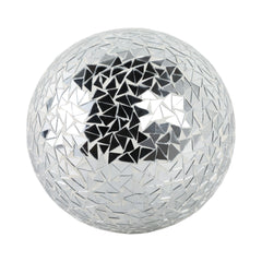 Silver triangular mirror mosaic decorative orb 7 inch - Sagebrook Home - Whats New Furniture Portland OR