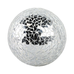 Silver triangular mirror mosaic decorative orb 7 inch - Sagebrook Home - Whats New Furniture Portland OR