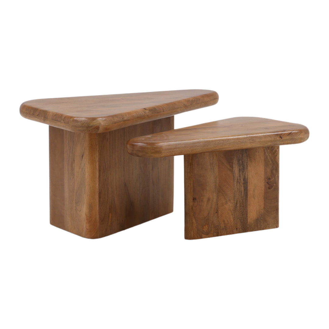 Sansa Coffee Table Set of 2 - Brown Mango Wood front three-quarter view - Coffee Tables by Dovetail - Whats New Furniture Portland OR