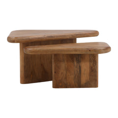 Sansa Coffee Table Set of 2 - Brown Mango Wood front elevation - Coffee Tables by Dovetail - Whats New Furniture Portland OR