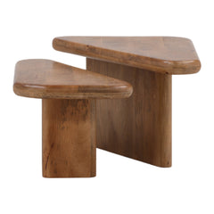 Sansa Coffee Table Set of 2 - Brown Mango Wood side profile - Coffee Tables by Dovetail - Whats New Furniture Portland OR