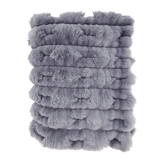 Grey Faux Rabbit Fur Throw - Whats New Furniture - Portland, Oregon