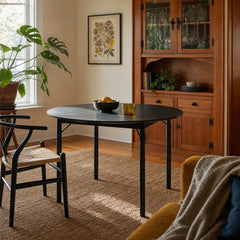 Savona Round Dining Table in Black Oak styled in Portland Ladd&