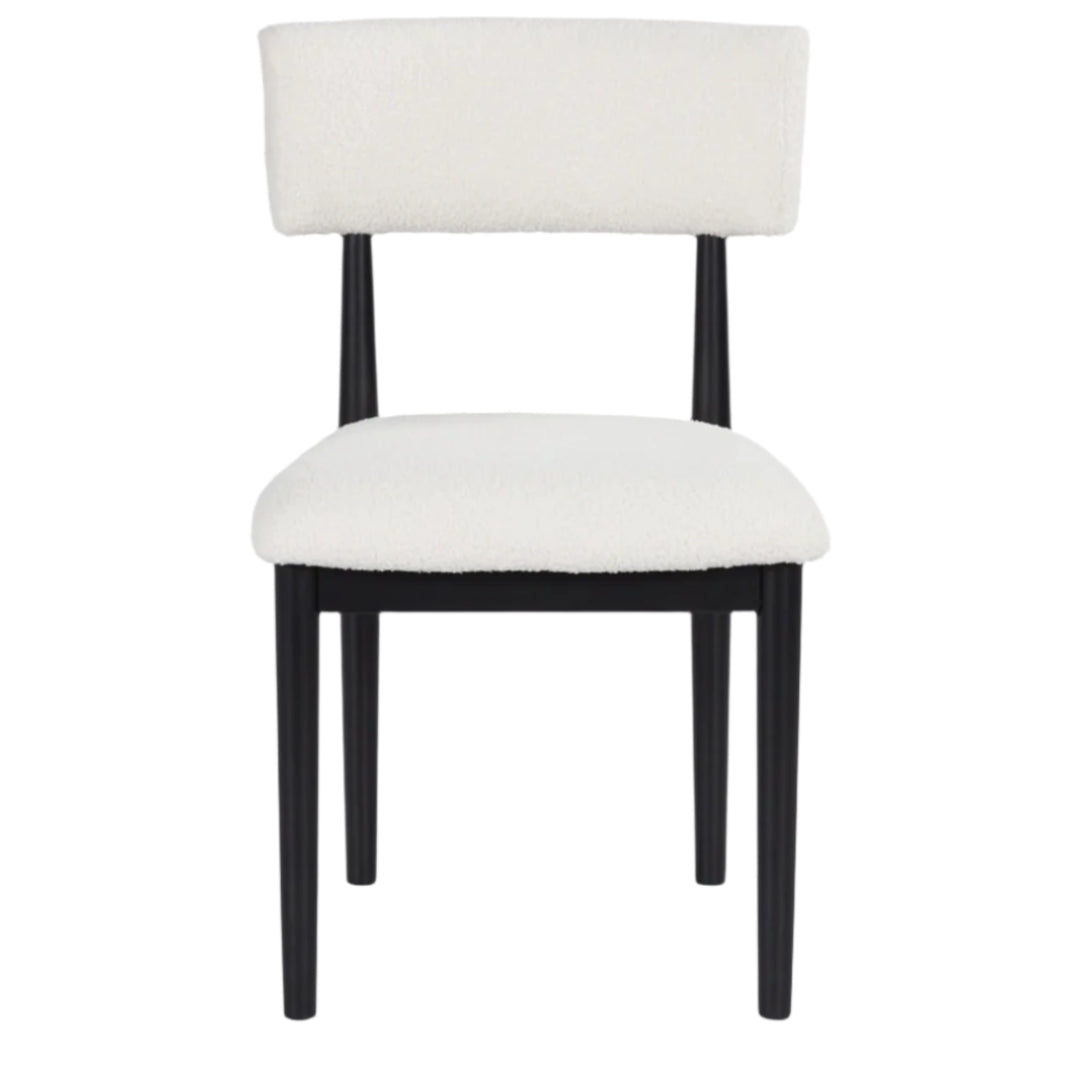 Sawdyn Dining Chair in White/Black fabric colorway front view - upholstered dining chair by Ashley - Whats New Furniture Portland OR