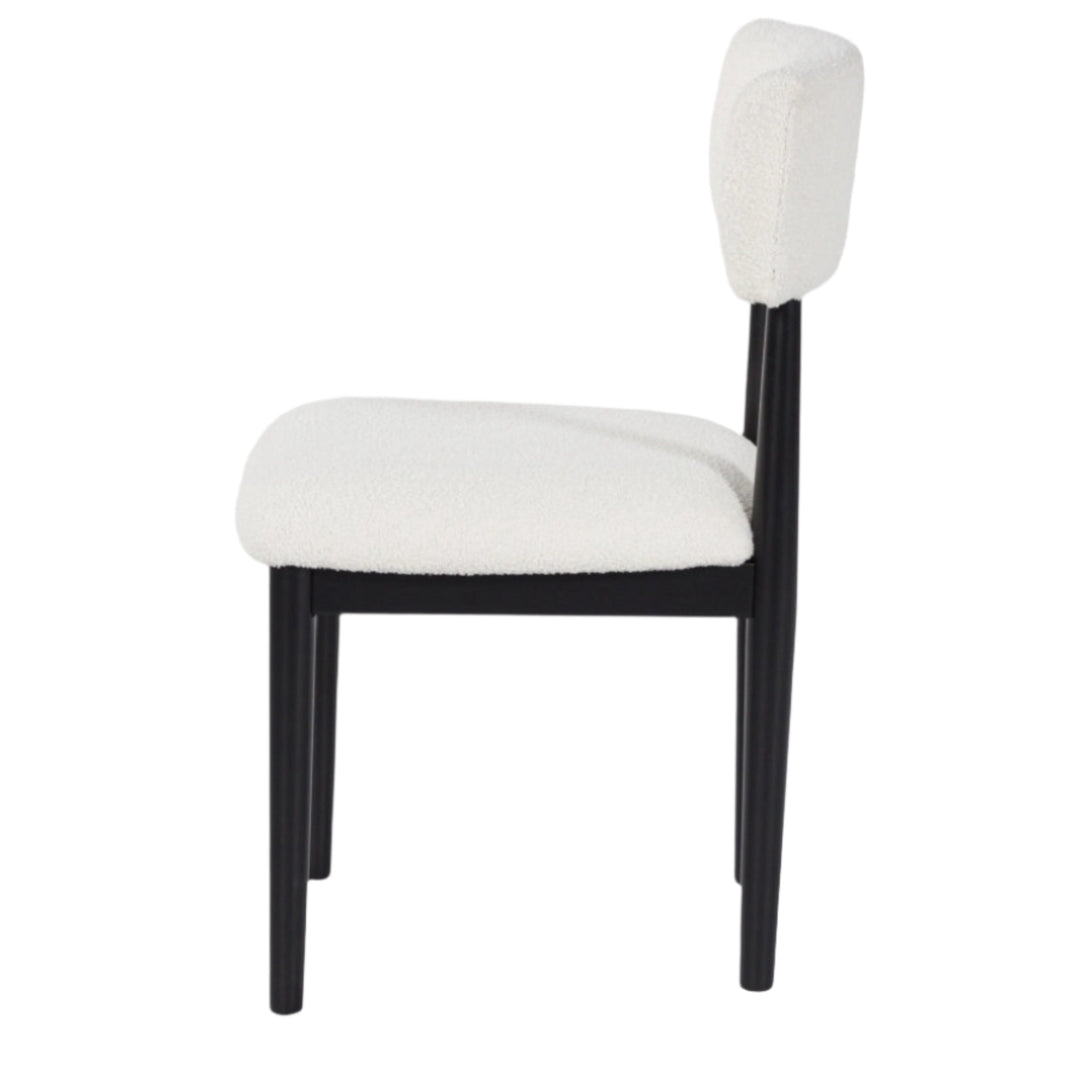 Sawdyn Dining Chair in White/Black fabric colorway side view - upholstered dining chair by Ashley - Whats New Furniture Portland OR