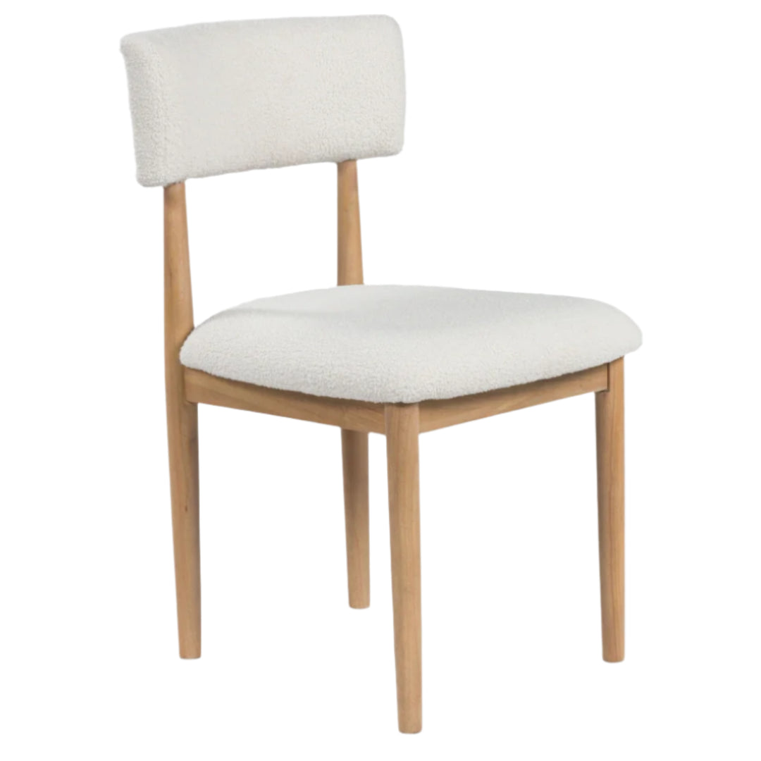 Sawdyn Dining Chair in White/Light Brown side angle - upholstered dining chair by Ashley - Whats New Furniture Portland OR