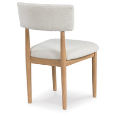Sawdyn Dining Chair in White/Light Brown back view - upholstered dining chair by Ashley - Whats New Furniture Portland OR