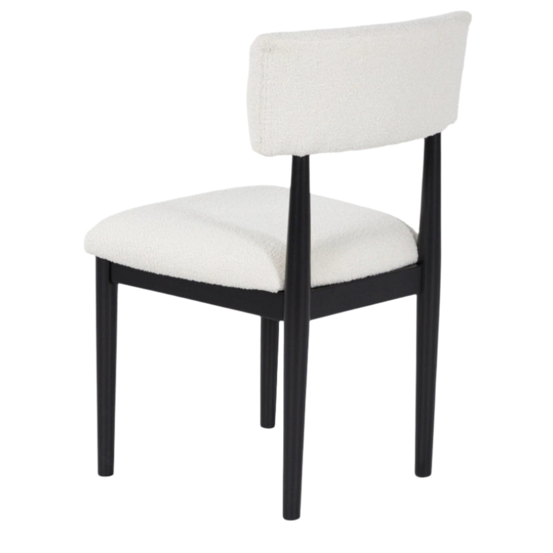 Sawdyn Dining Chair in White/Light Brown fabric colorway back view - upholstered dining chair by Ashley - Whats New Furniture Portland OR