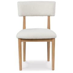 Sawdyn Dining Chair in White/Light Brown - upholstered dining chair by Ashley - Whats New Furniture Portland OR