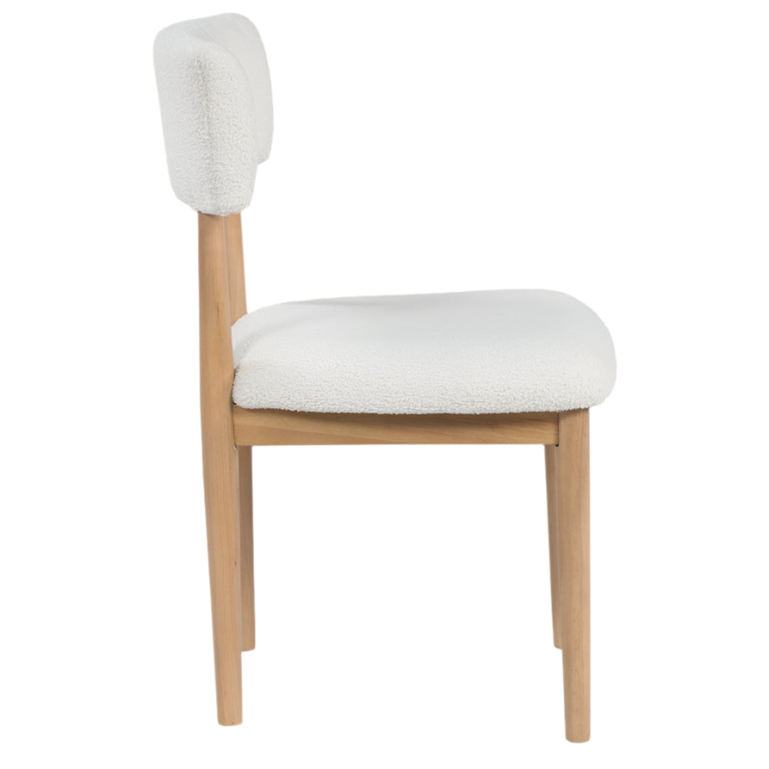 Sawdyn Dining Chair in White/Light Brown side view - upholstered dining chair by Ashley - Whats New Furniture Portland OR
