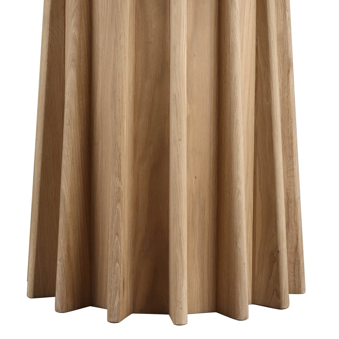 Sculpture Dining Table in Natural pedestal detail - round oak and concrete dining table by LH Imports - Whats New Furniture Portland OR