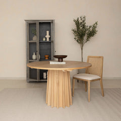 Sculpture Dining Table in Natural room setting - round oak and concrete dining table by LH Imports - Whats New Furniture Portland OR