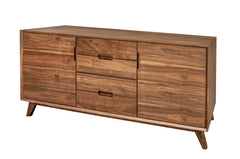 Sedona 3-Section Sideboard in Walnut side angle - walnut three section sideboard by Unique Furniture - Whats New Furniture Portland OR