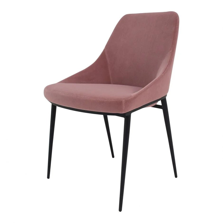 Sedona Dining Chair in Pink Velvet side angle - velvet dining chair by Moe&