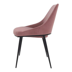 Sedona Dining Chair in Pink Velvet side view - velvet dining chair by Moe&