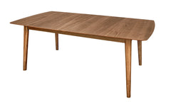 Sedona Expandable Dining Table in Walnut three-quarter angle showing tapered legs - Whats New Furniture Portland OR