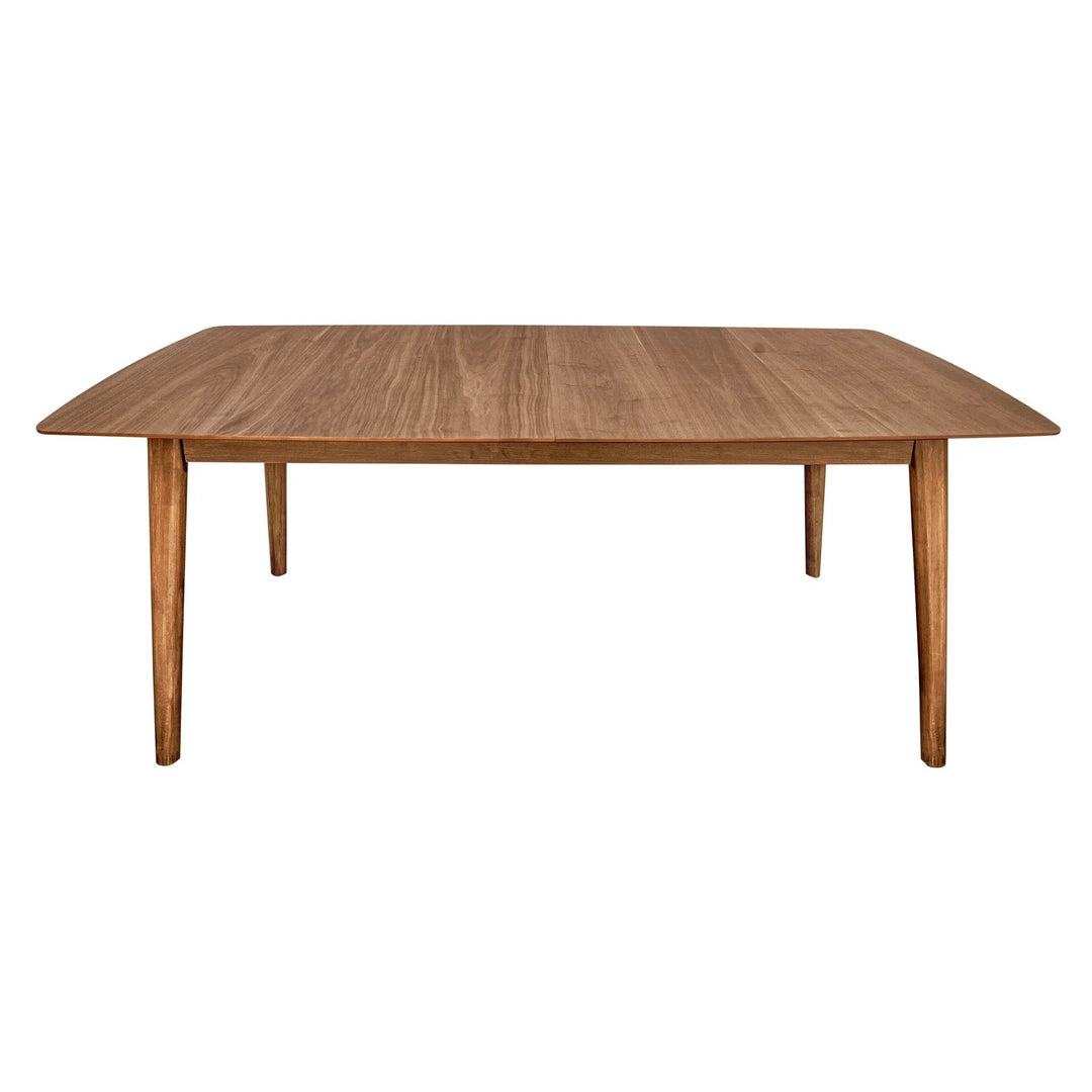 Sedona Expandable Dining Table in Walnut front view - mid-century dining table - Whats New Furniture Portland OR