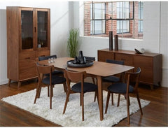 Sedona Dining Table in walnut detail view - Scandinavian mid-century dining table - Whats New Furniture Portland OR