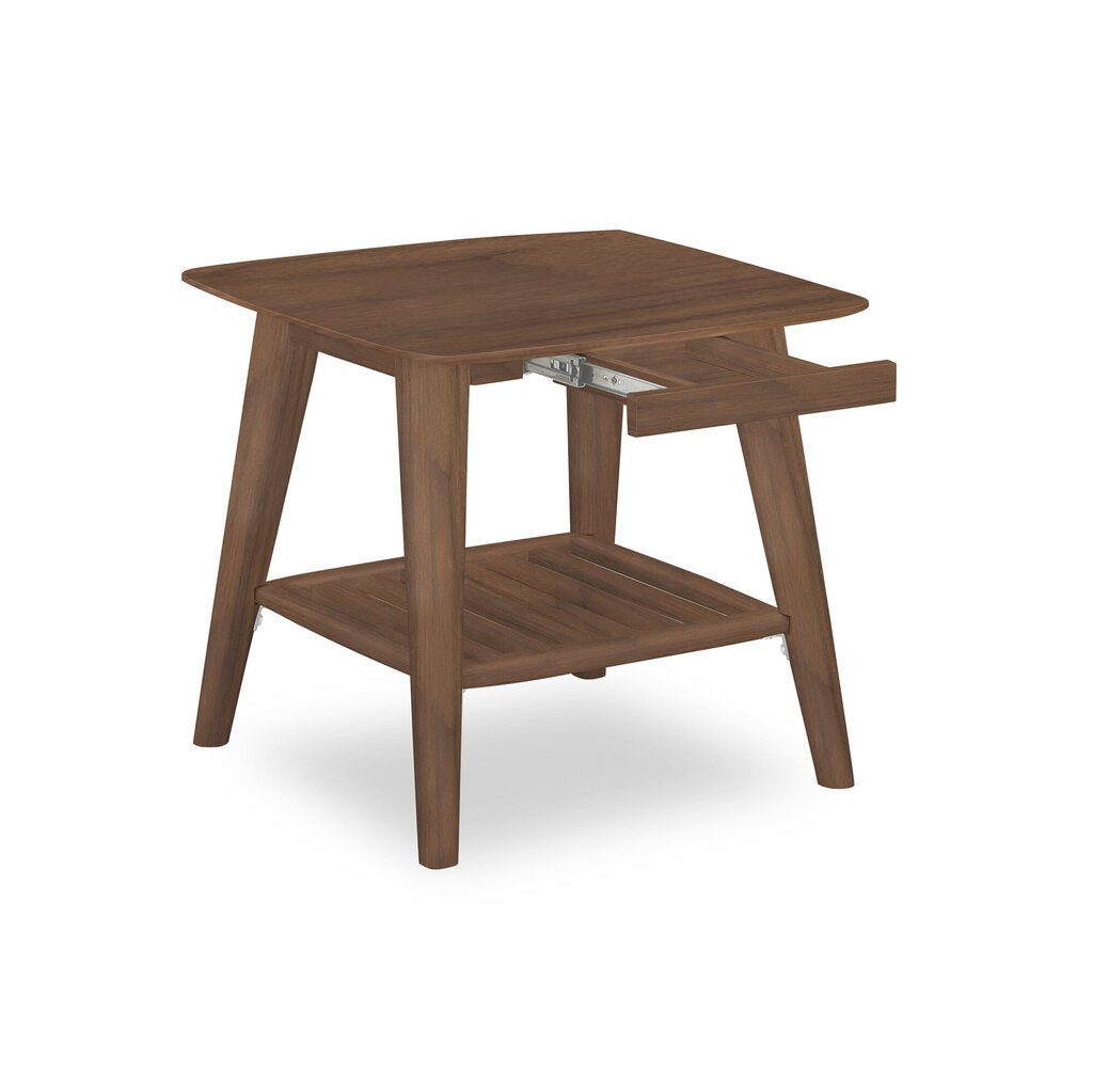 Sedona Nightstand in walnut detail view - mid-century walnut nightstand by Unique Furniture - Whats New Furniture Portland OR