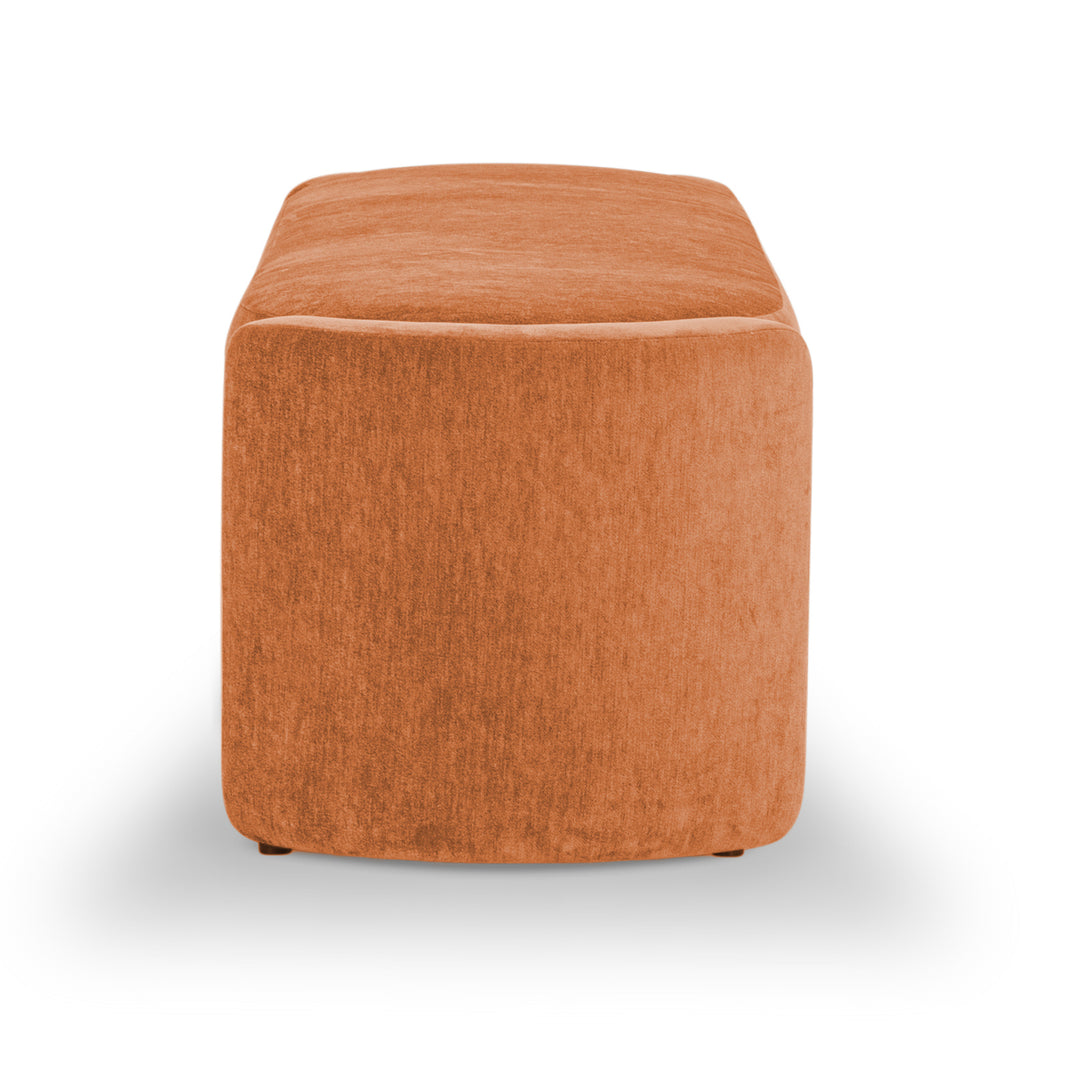 Seneca Storage Bench in Canna Pumpkin alternate angle - curved velvet storage bench private label - Whats New Furniture Portland OR