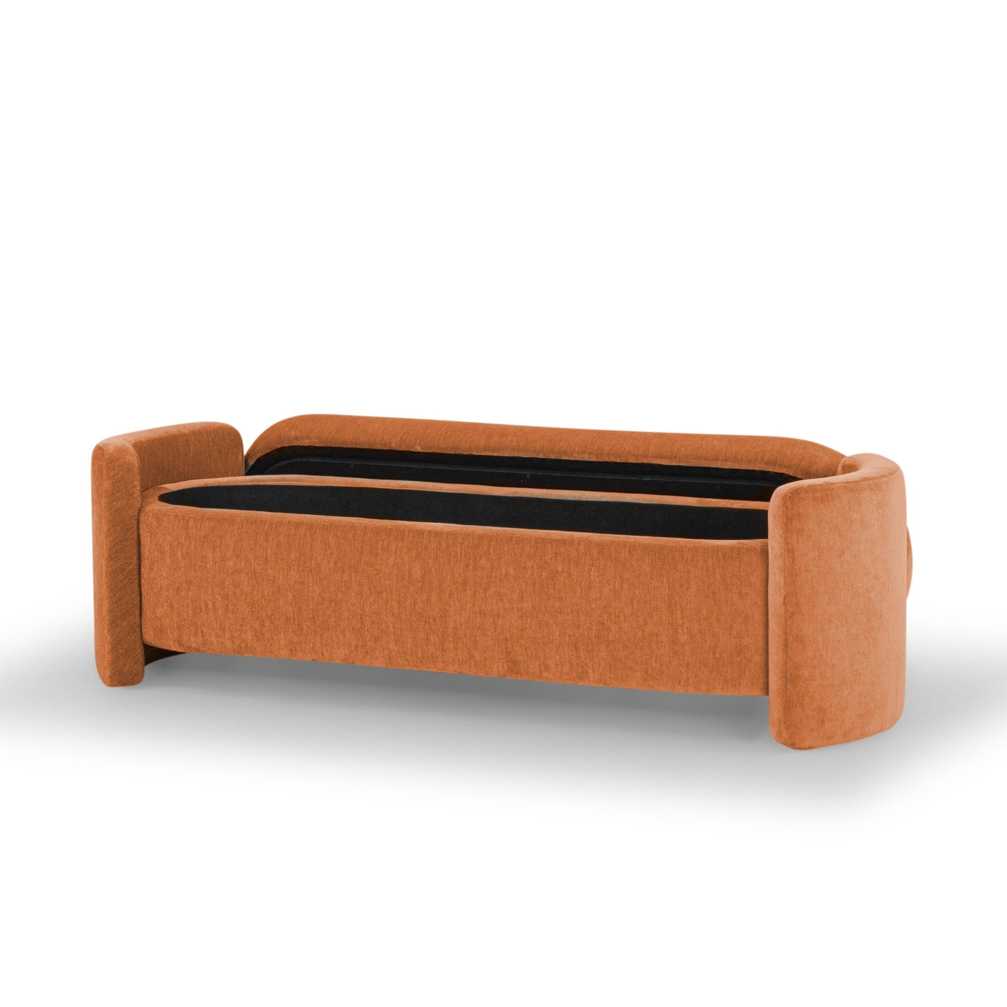 Seneca Curved Storage Bench | Burnt Sienna Velvet Bench – What's