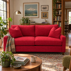Sensation Cinnabar loft sofa with a boxy mid-century silhouette and low arms. - detail view 1