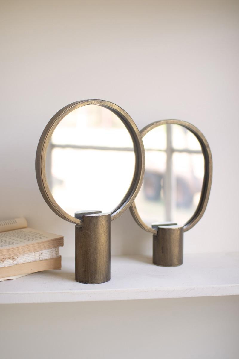 Set of 2 Antique Gold Tabletop Mirrors by Kalalou - alternate product view 3