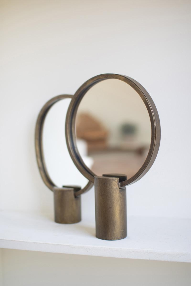 Set of 2 Antique Gold Tabletop Mirrors by Kalalou - alternate product view 5