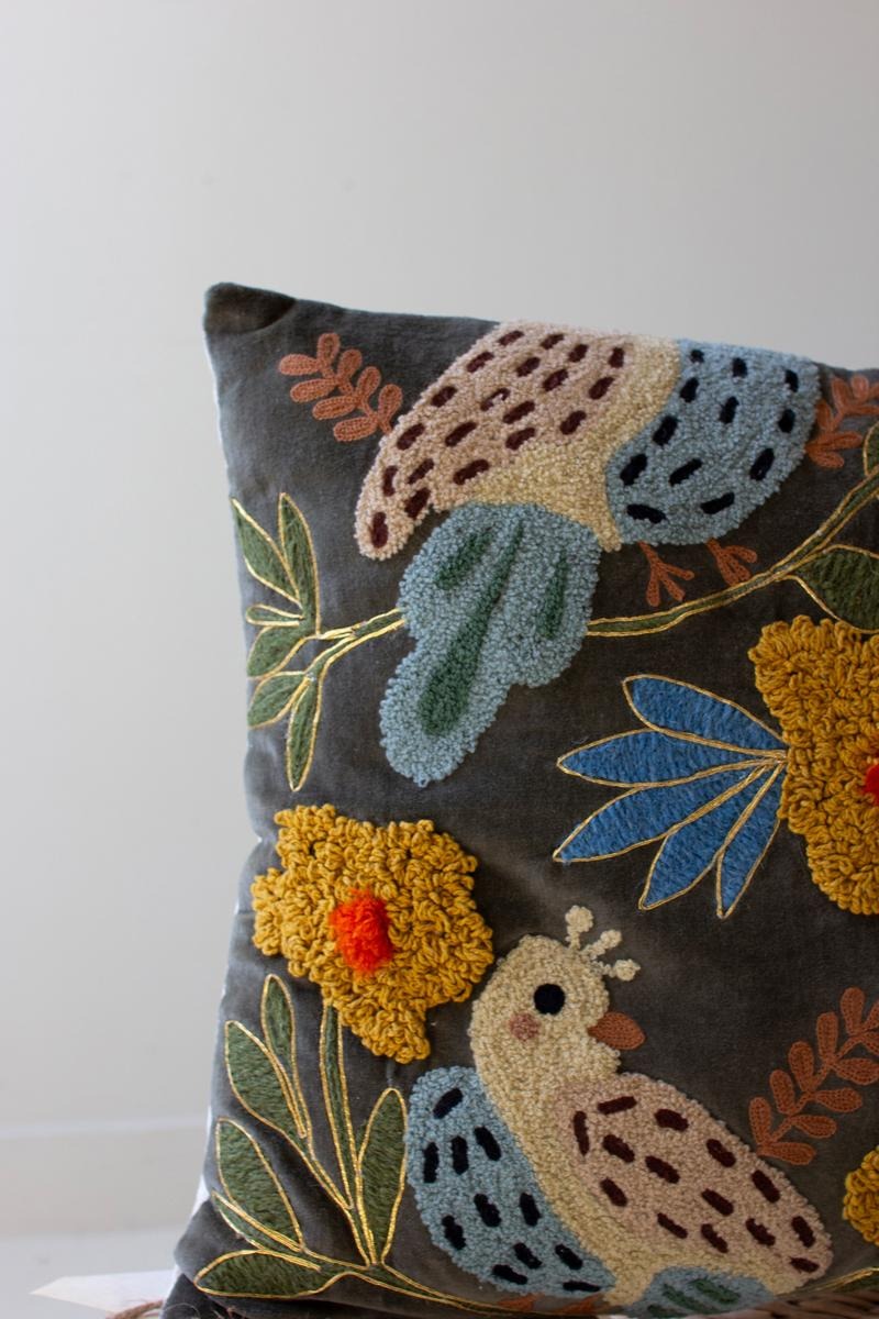 Set of 2 Embroidery Pillows with Birds by Kalalou - alternate product view 5