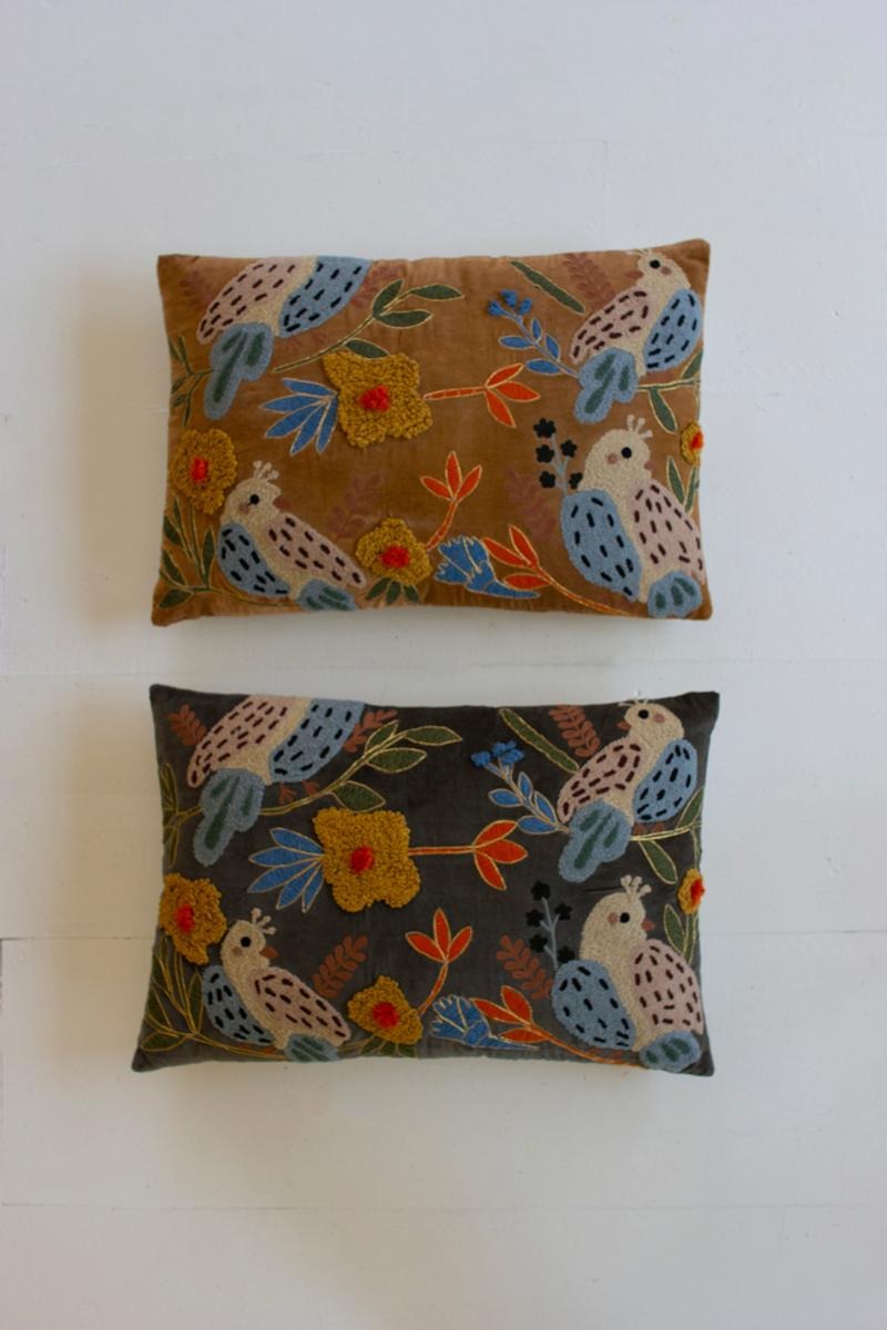 Set of 2 Embroidery Pillows with Birds by Kalalou - alternate product view 6